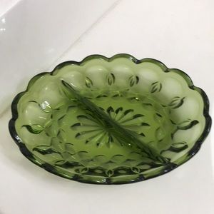 Vintage green divided serving dish